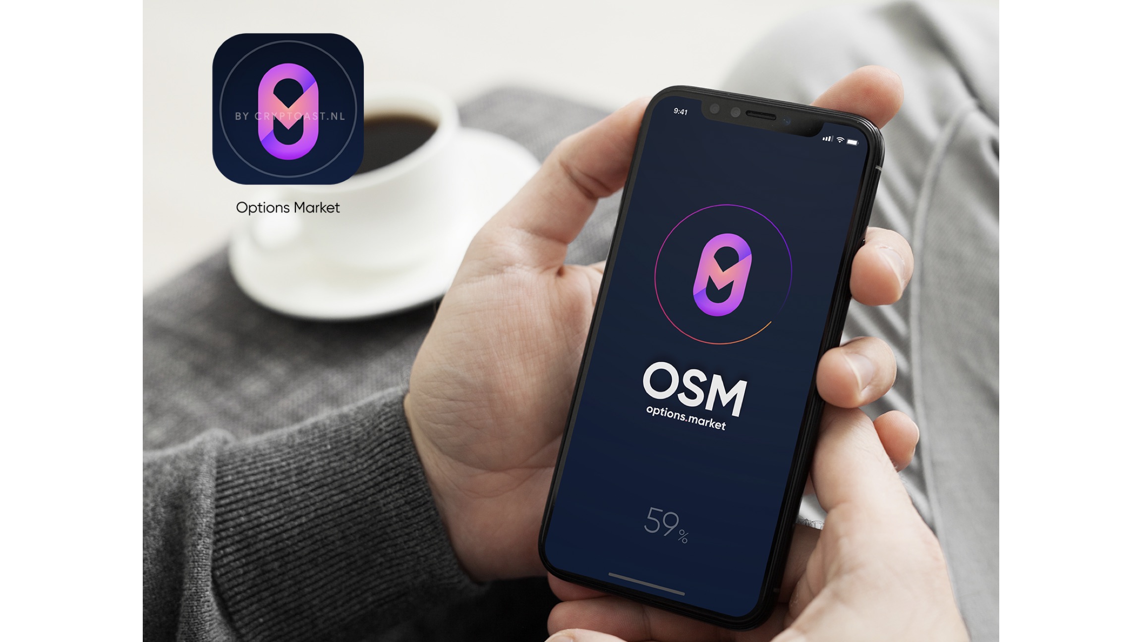 OSM options.market app on a phone